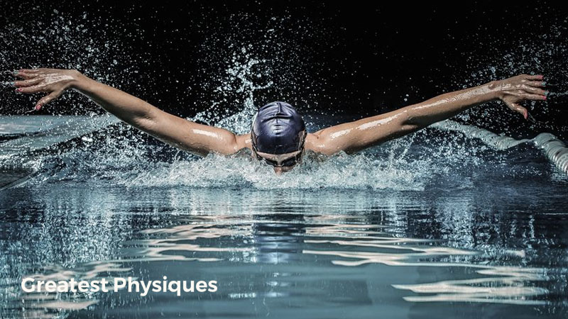 Professional swimming athlete performing butterfly