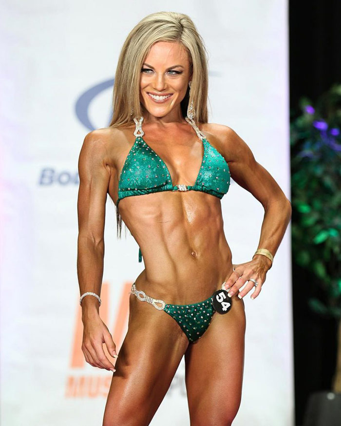 Niki Zager showing X body shape ideal for successful bikini competition