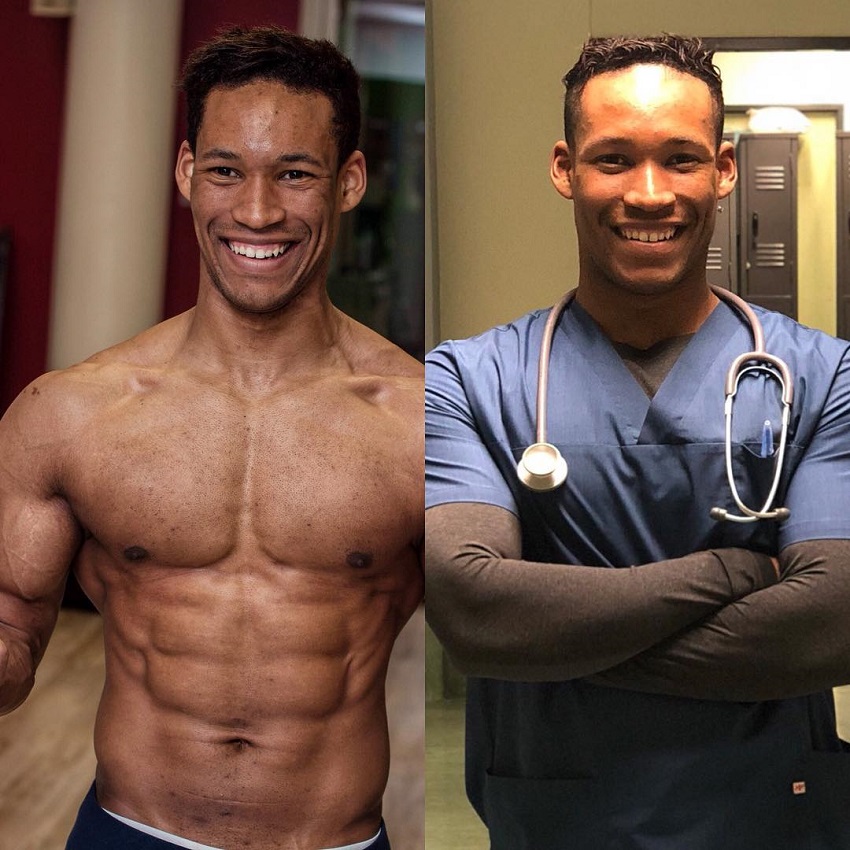 Mike Diamonds' comparison between shirtless and in doctor's uniform