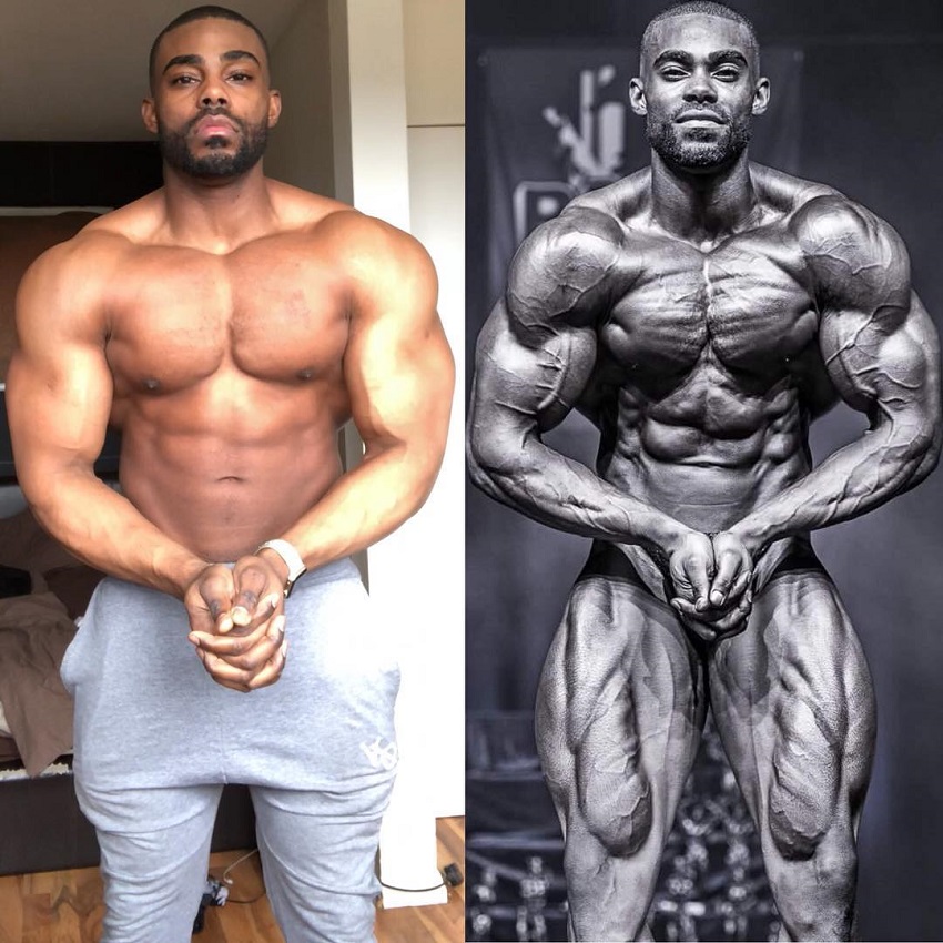 Nathan Williams posing in two different stages, off-season and in-season