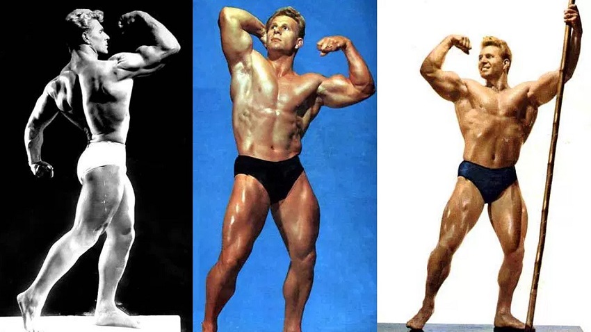 Jack Delinger flexing his muscles in three different pictures looking big and muscular