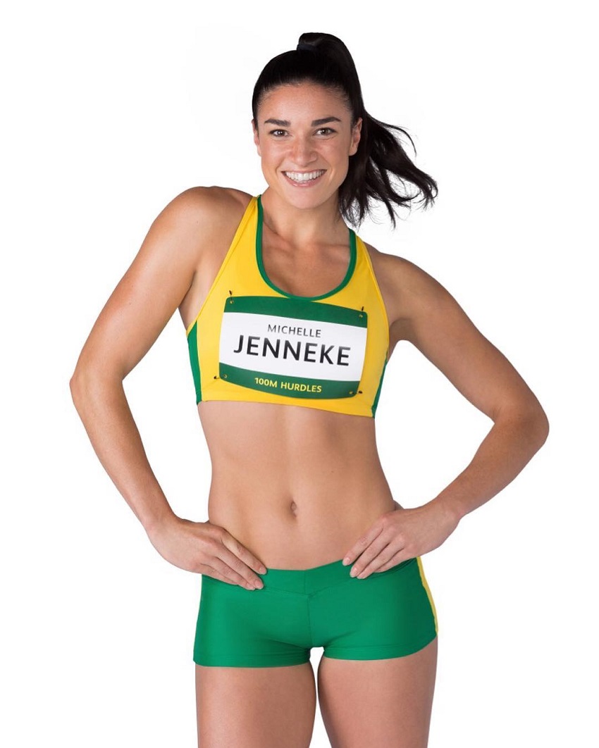 Michelle Jenneke in her trademark jiggle dance pose