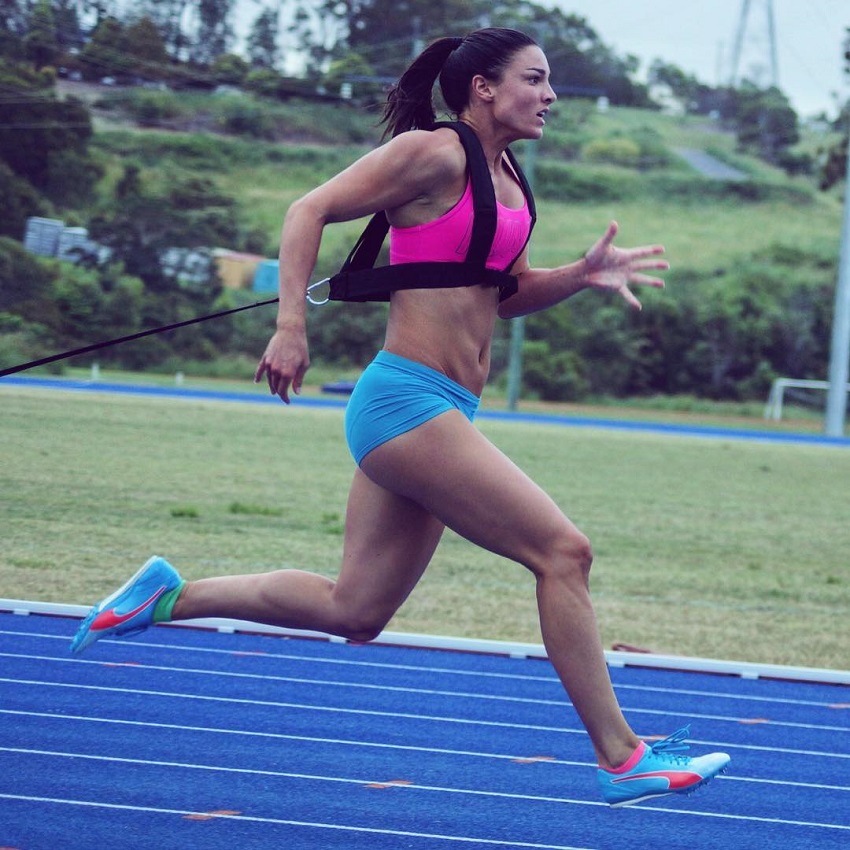 Michelle Jenneke training for hurdles.