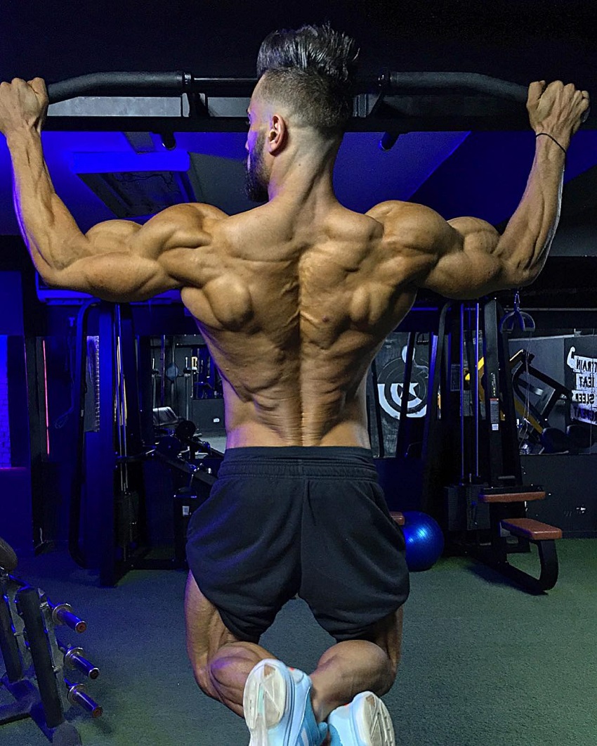 Mohamed El Qadi doing pull-ups looking ripped