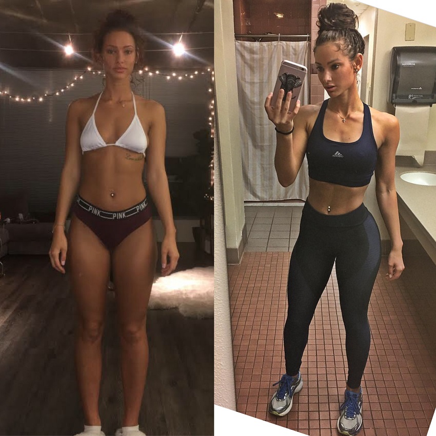 Lauren Wood's fitness transformation before-after