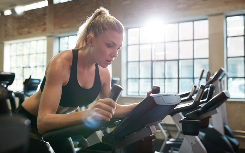 Woman bike workout