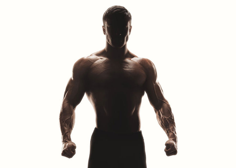 Bodybuilder on white background