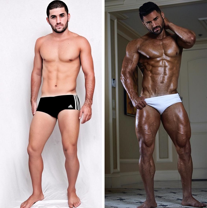 Bremen Menelli before and after his body transformation. 