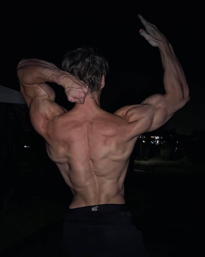 Carlton Loth showing off his shirtless and aesthetic back for the photo