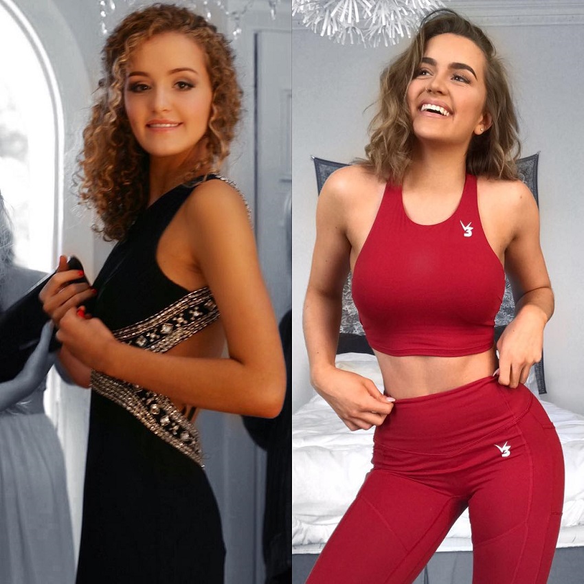 Ellie Robinson's transformation in fitness before-after