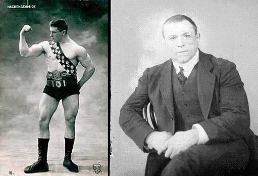 George Hackenschmidt as a strongman and powerlifter, before and after