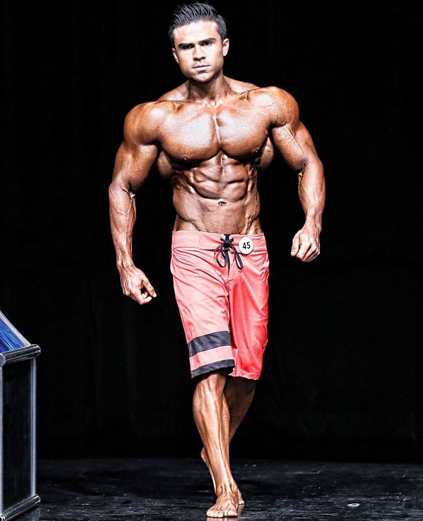 Ismael Martinez walking down the Mr. Olympia stage