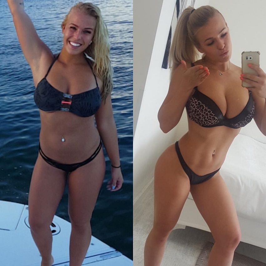 Michelle Bieri's body transformation in fitness, before and after.