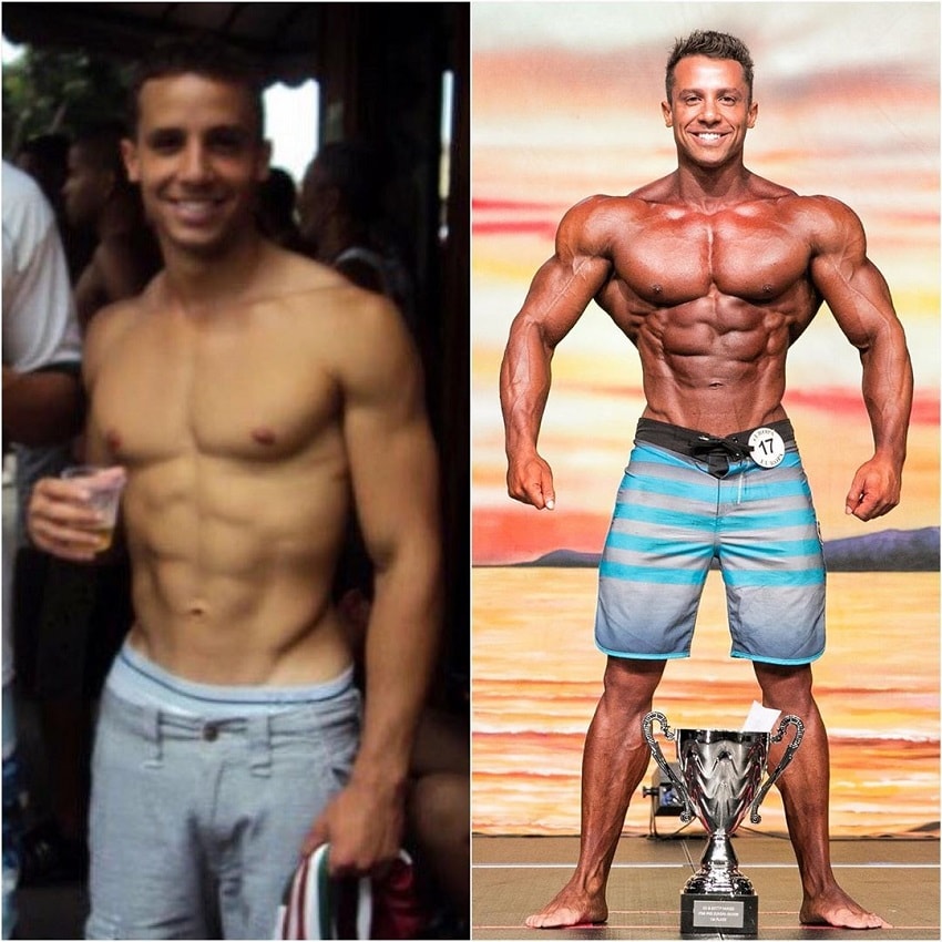 Diogo Montenegro's transformation in bodybuilding, before-after