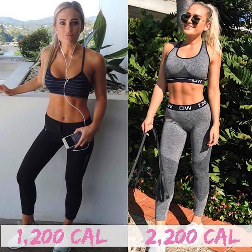 Georgie Stevenson fitness transformation from 1,200kcal to 2,200kcal per day