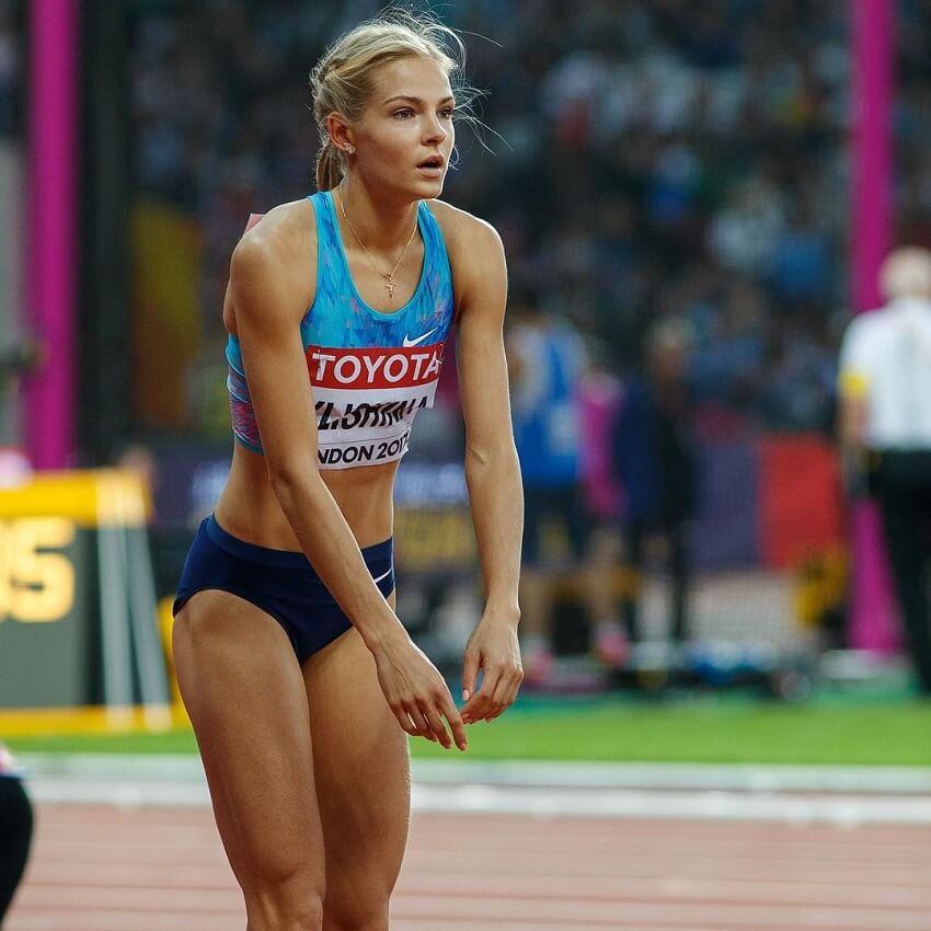 Darya Klishina preparing for her long jump looking fit and strong