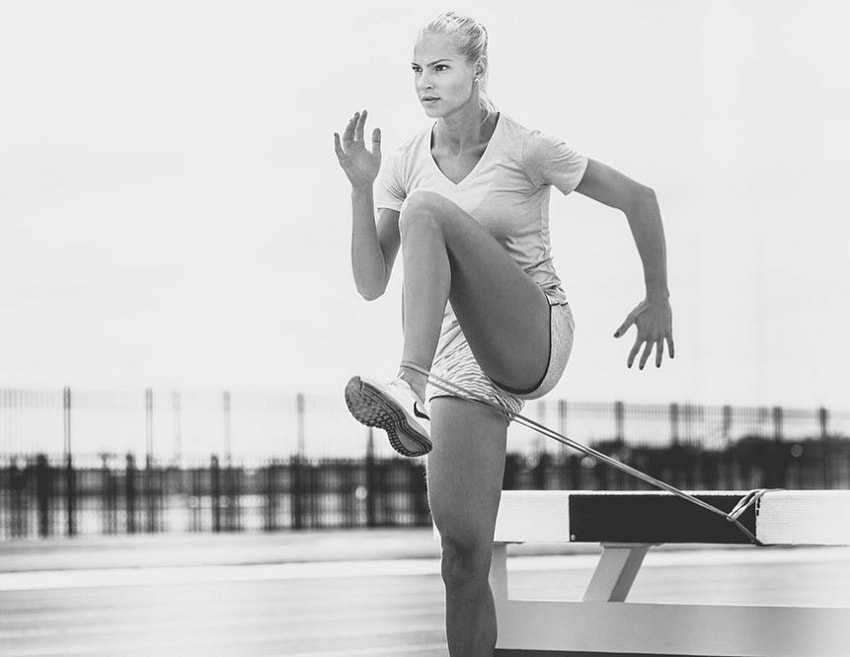 Darya Klishina exercising outdoors