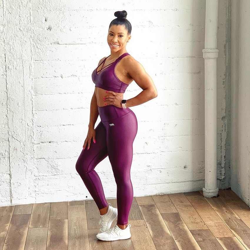 Jeanette Jenkins posing for the photo in her pink sportswear