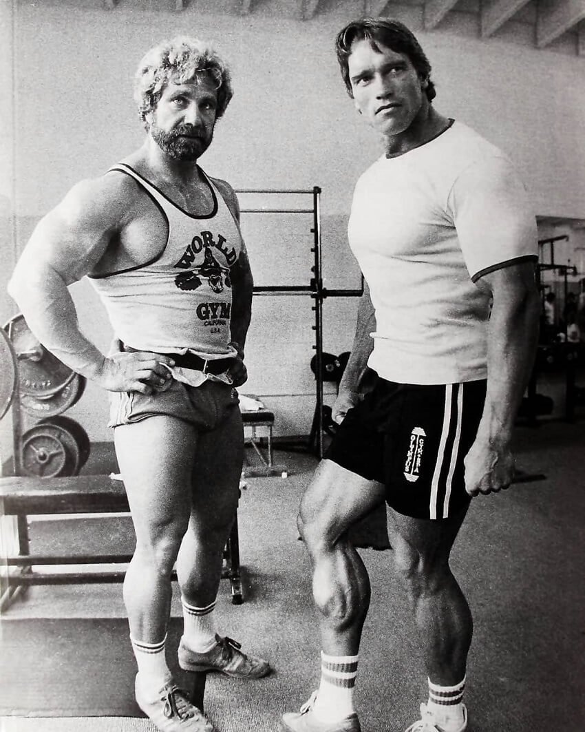 Jusup Wilkosz posing with Arnold Schwarzenegger