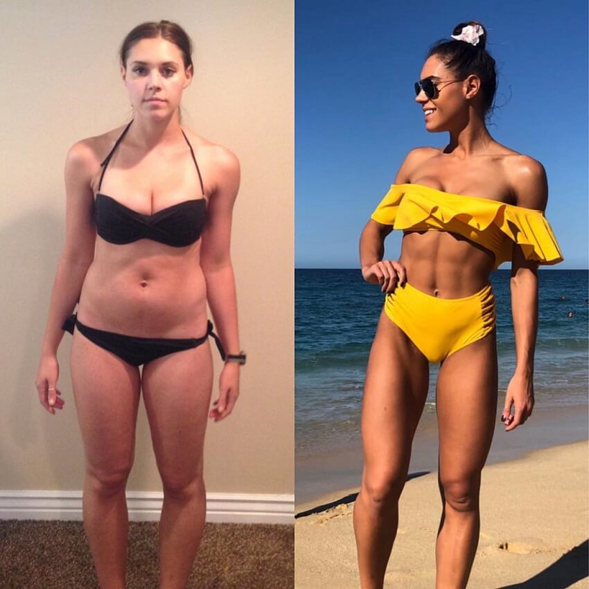 Kelsey Wells' body transformation before-after