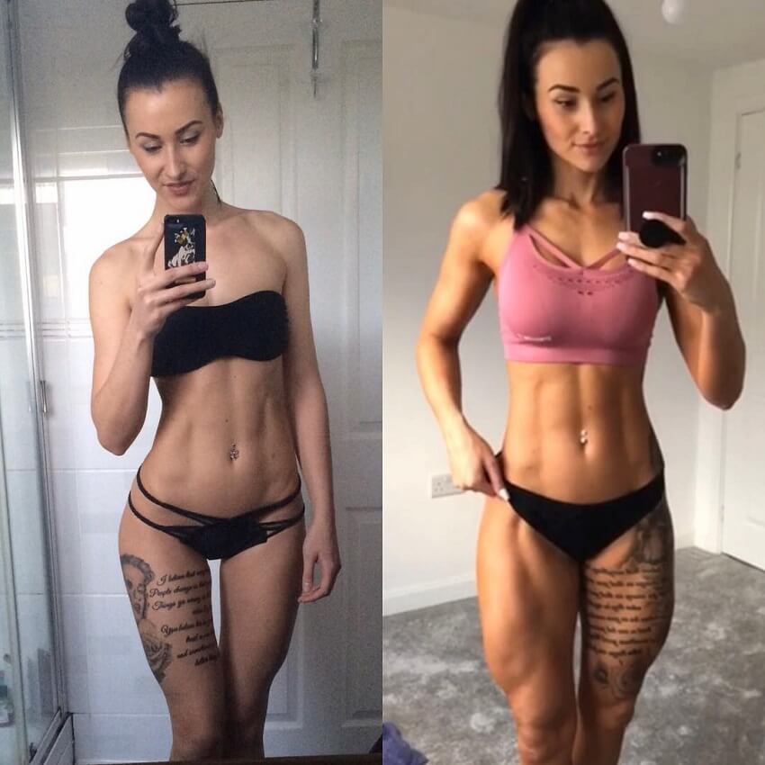 Lisa Lanceford's transformation selfie, before-after