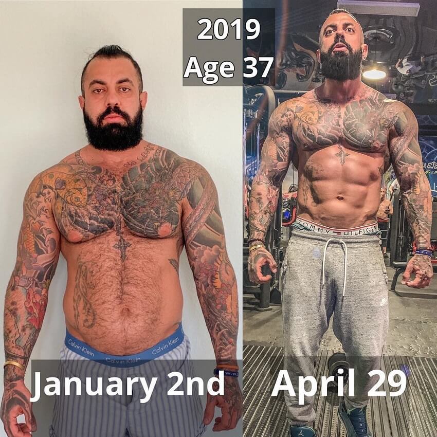 Jack Torosian 3 month physique transformation before-after