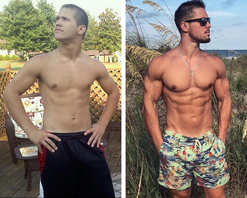 Jordan Strickland's transformation before and after starting his fitness journey