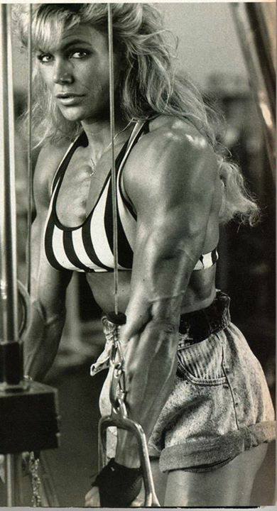 Sandy Riddell training her arms in the gym