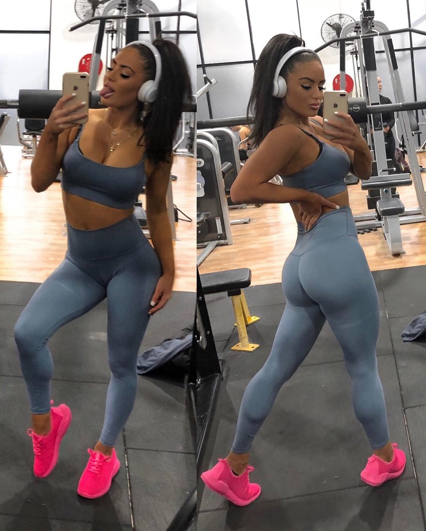 Tia Christofi showing off her curvy and lean figure in a gym selfie